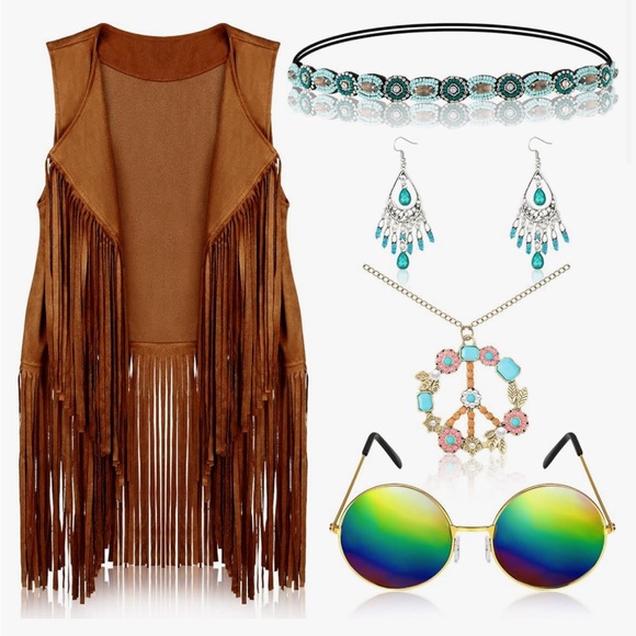 6 Pcs 60s 70s Outfits for Women Hippie Costume - Picture 2 of 3